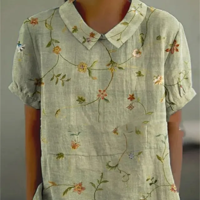 Ladies New Lapel Loose Casual Short sleeved Top Figure 4 Xxl - Shop at LoveMi