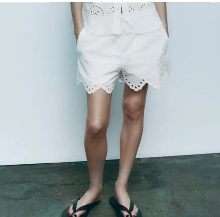 Summer New Embroidered Long Dress Short Sleeve Shirt Shorts - Shorts