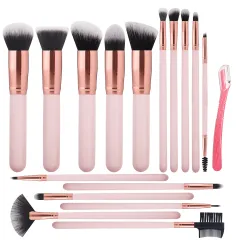 16 Makeup Brushes Suit Portable For Beginners - Pink 16 Pieces Eyebrow Pencil - View 1