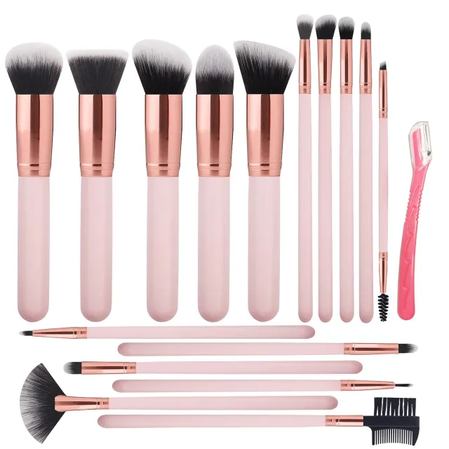 16 Makeup Brushes Suit Portable For Beginners Pink 16 Pieces Eyebrow Pencil - Shop at LoveMi