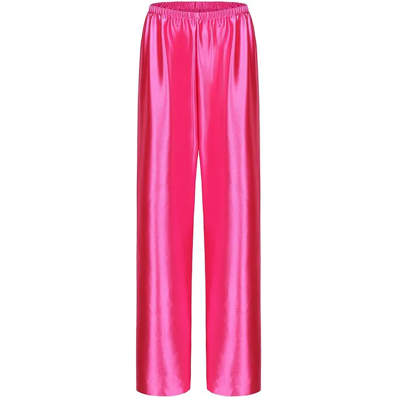 Thin Exercise Casual Baggy Straight Trousers Wide Leg Trousers - Rose Red