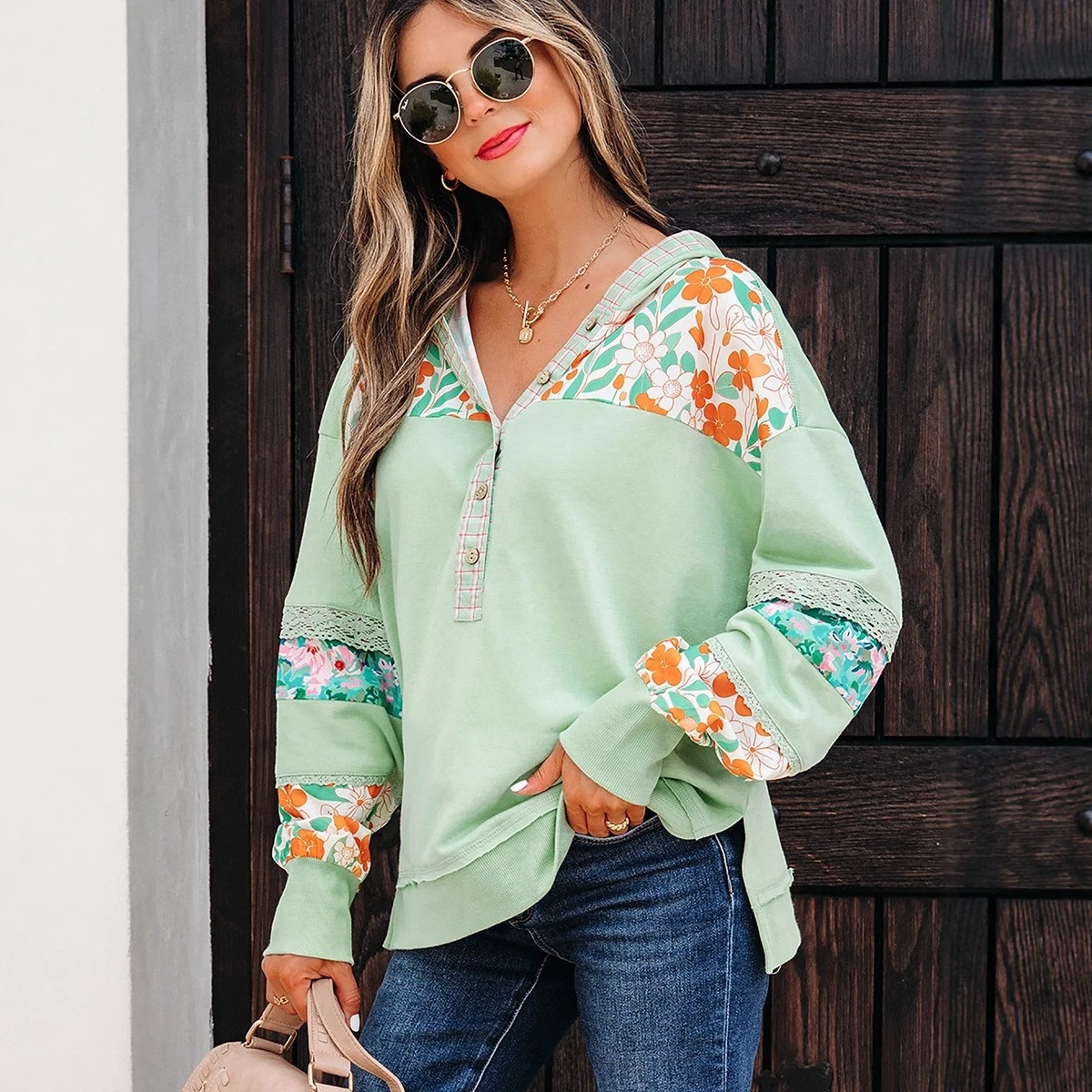 Womens Casual New Hooded Long-sleeve Top