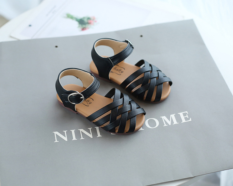 Title 8, Kids Buckle Toe Soft Sole Woven Sandals