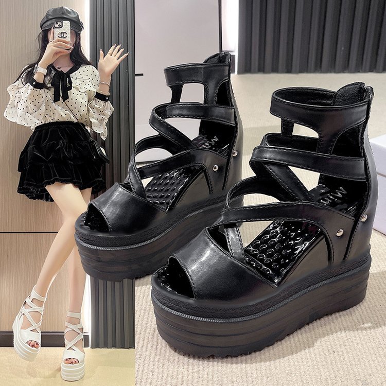 Peep-Toe Platform Heeled Sandals, picture 2 of 4