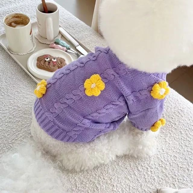 Flower Print Fashion Personality Dog Clothes Purple - Shop at LoveMi