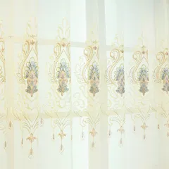 High-end Curtain European Style Hollow Flower Embroidery Living Room - Supporting Sand - View 1
