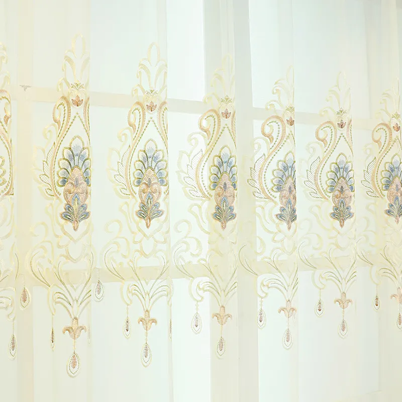High-end Curtain European Style Hollow Flower Embroidery Living Room - Supporting Sand