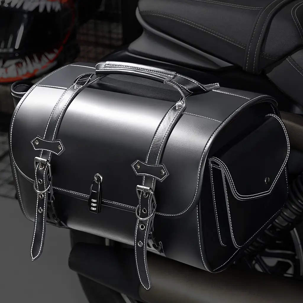 Cross-border Hot Sale Motorcycle Tail Coded Lock Of Bags And Suitcases Side Bag Prince Cruise Modified Side Bag Dark Punk