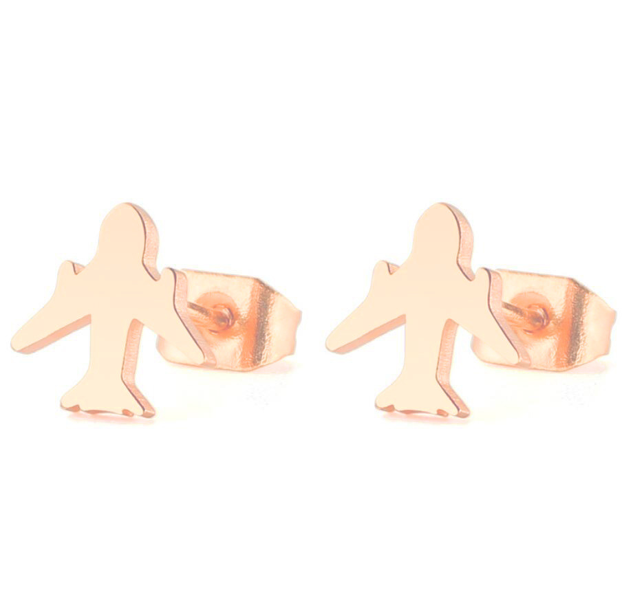 Stainless Steel Travel Plane Stud Earrings Fashion Simple