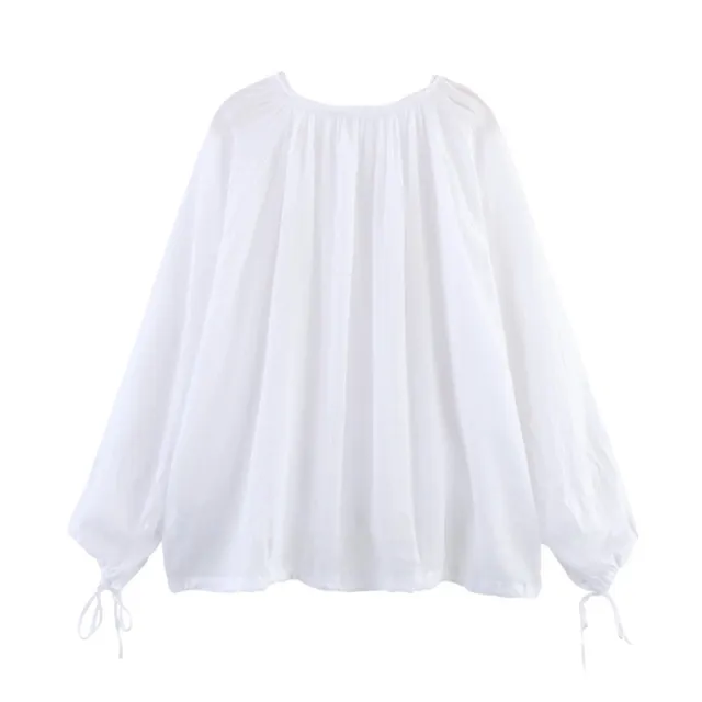 Bowknot Decoration Zhongshan Collar Shirt White - Shop at LoveMi
