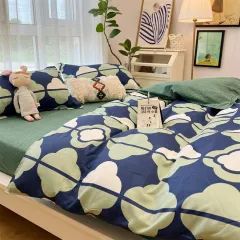 Washed Cotton Bed Sheet Quilt Cover Four-piece Set - Slow Melody B - View 1