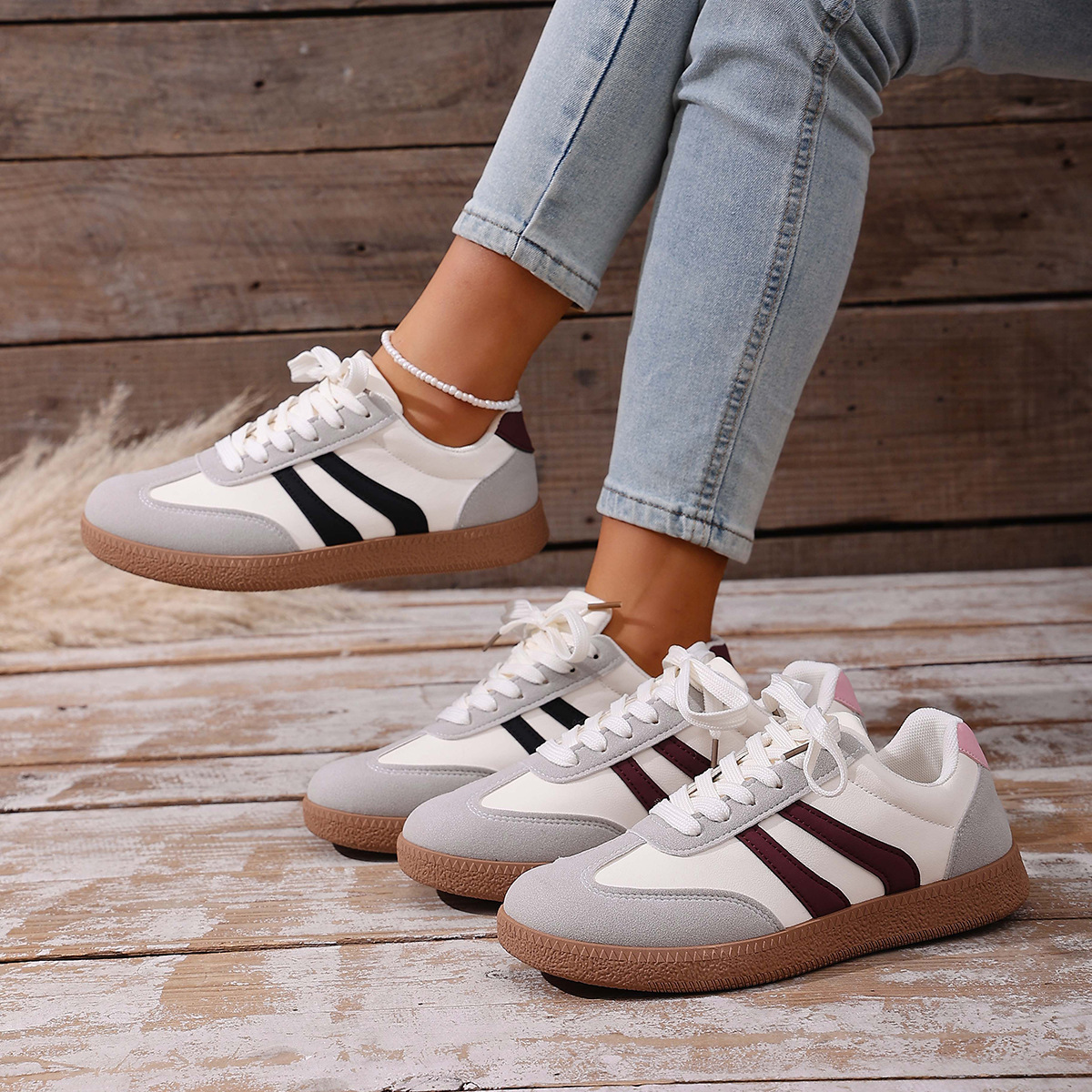 Large Size Color Blocked Round Toe Women's Shoes 3