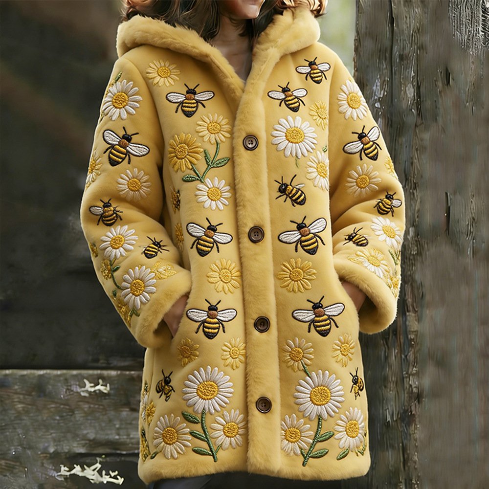 Casual 3D Cat-Print Hoodie Cloak Coat