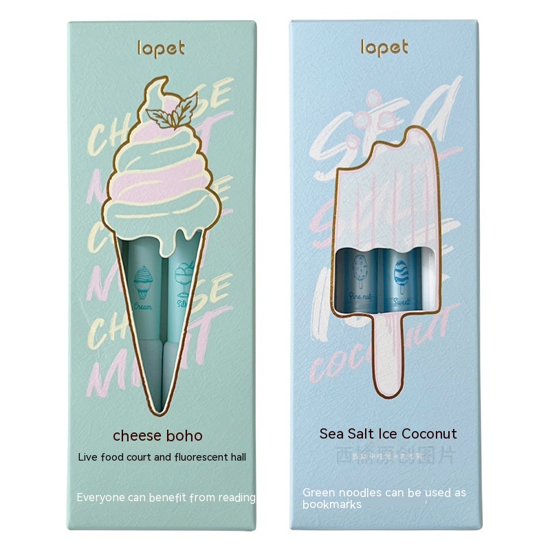 Learning Office Ice Cream Sponge Press Neutral Pen Double Headed Fluorescent - Image 2