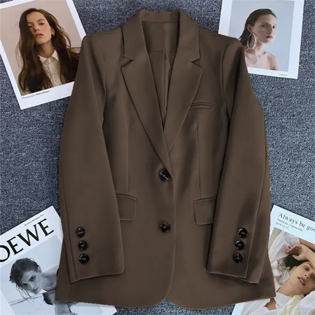 Casual Temperament Spring And Autumn Fried Street Small Suit Top Deep Coffee - Shop at LoveMi