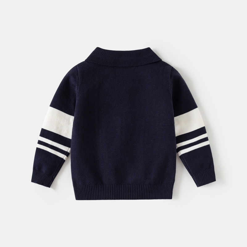 Casual Knitted Polo-neck Top For Boys