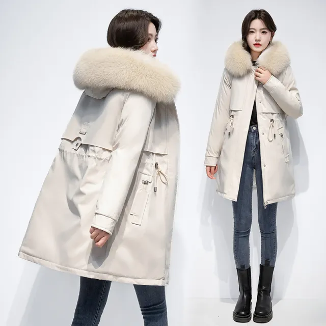 Women's Coat Winter Cotton padded Jacket Cream - Shop at LoveMi