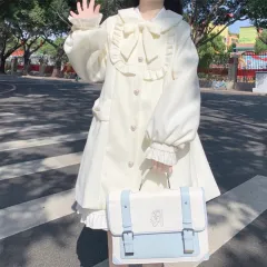 Sweet Cute Little Doll Collar Polyester Jacket Women - Milky White - View 1