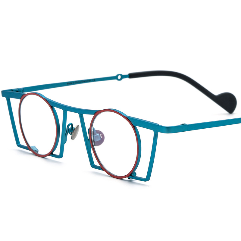 Round Retro Color Matching Pure Titanium Glasses - Image 8