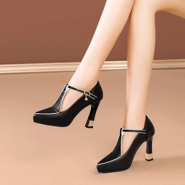 New Low cut High Heels Women's Chunky Heel Black - Shop at LoveMi