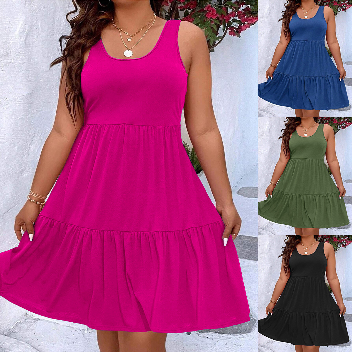 Plus-size Women's Casual Sleeveless Midi Dress