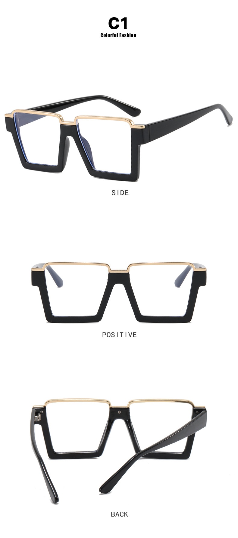 Retro Simple Versatile Artistic Lower Semi-rimless Square Plain Glasses - Image 6