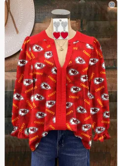 Women's Shirt Loose V-Neck Long Sleeve - Xjb5823Re - View 1