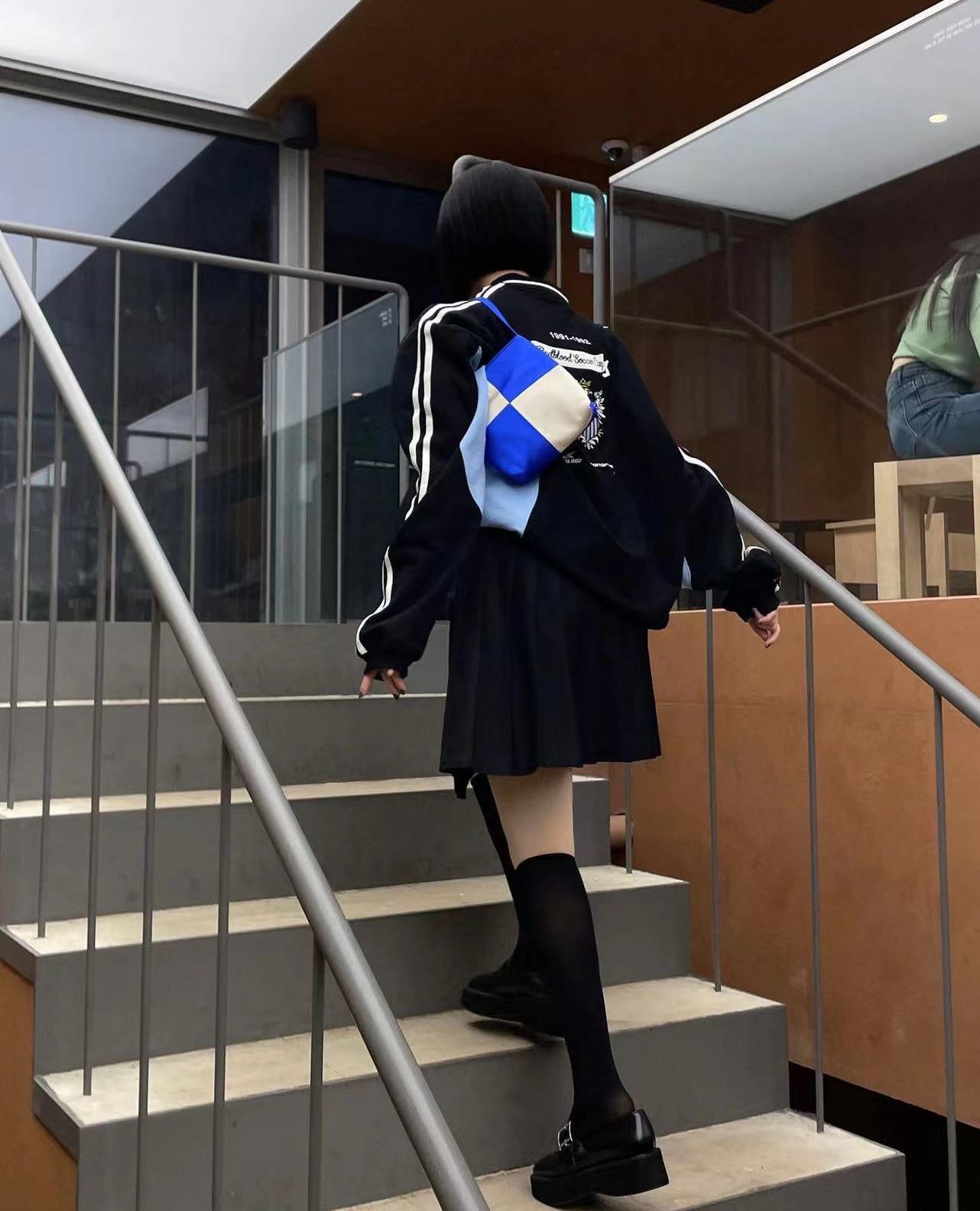 Color Matching Design Long Sleeve Top Loose Version