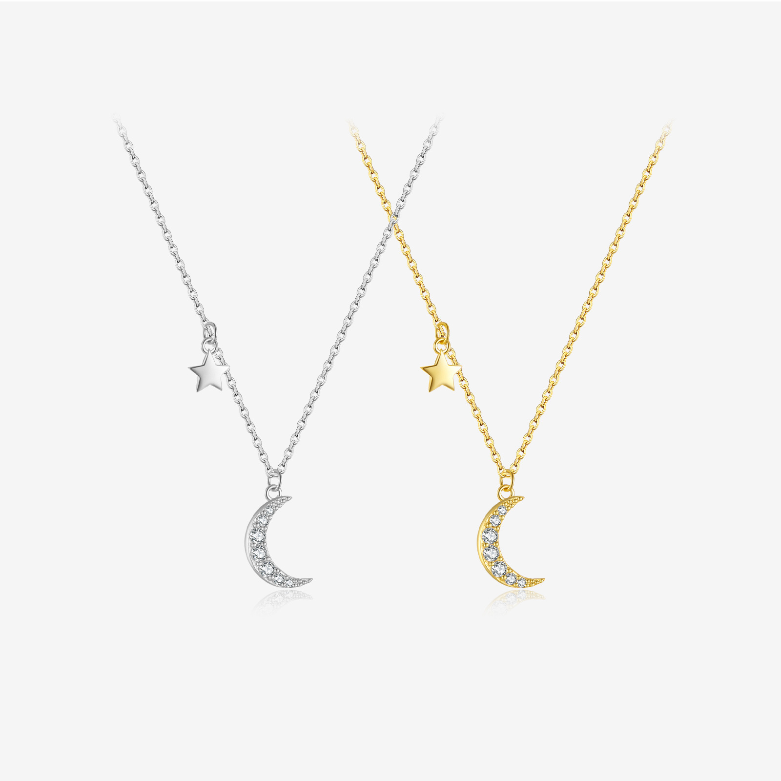 Moon Star Zircon Pendant Necklace