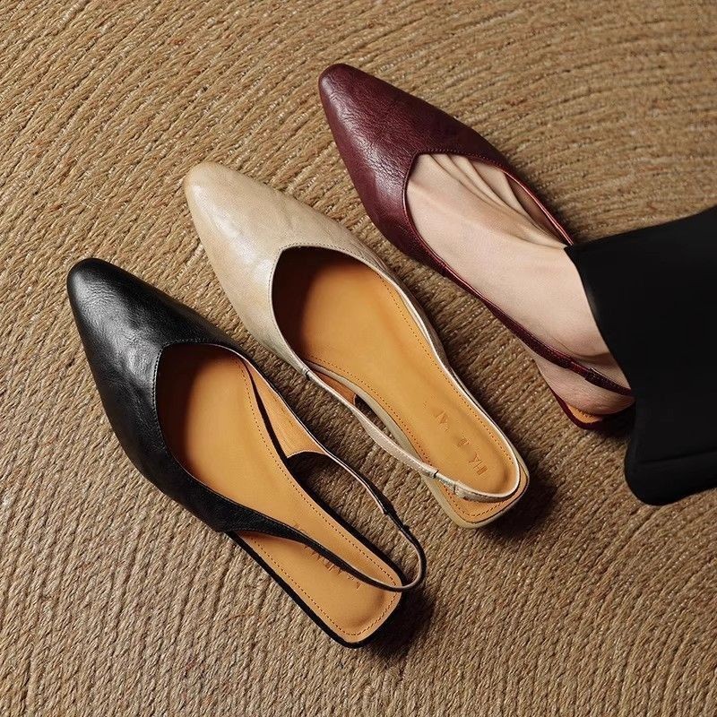 Soft-leather Sandals For Women Summer Outdoor Mules With A Cutout Back