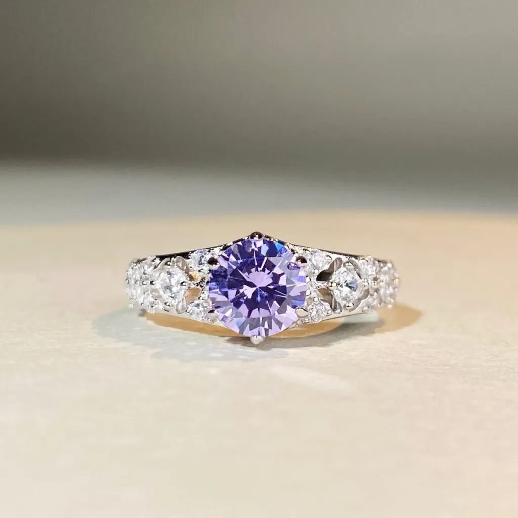 1 Karat D Color Chic Ring Hollow Out Moissanite - Lavender Cbjz521High Carbon