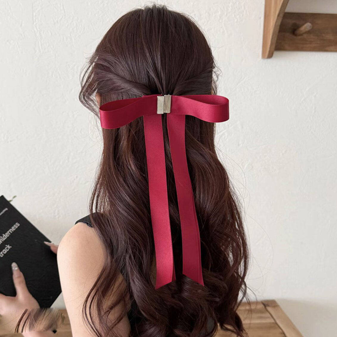 Fabric Bow Ribbon Magnetic Half-Up Hair Clip