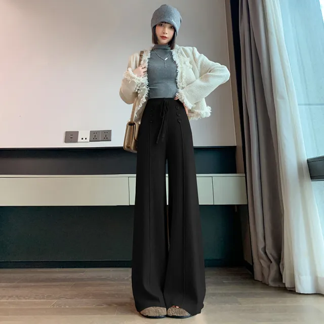 Leisure Korean Style Loose Trousers Black - Shop at LoveMi