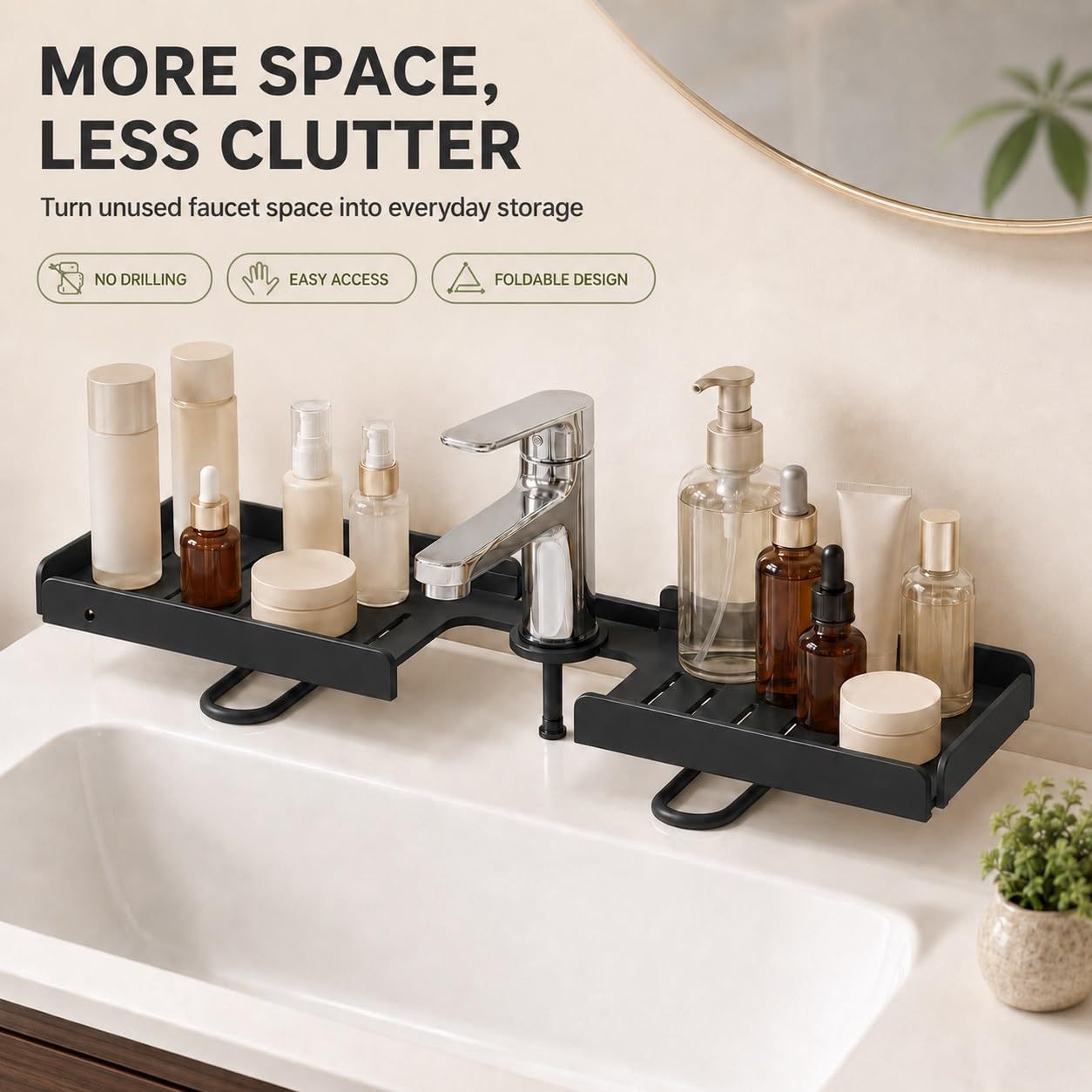 Rotatable No-Drill Sink Organizer Rack