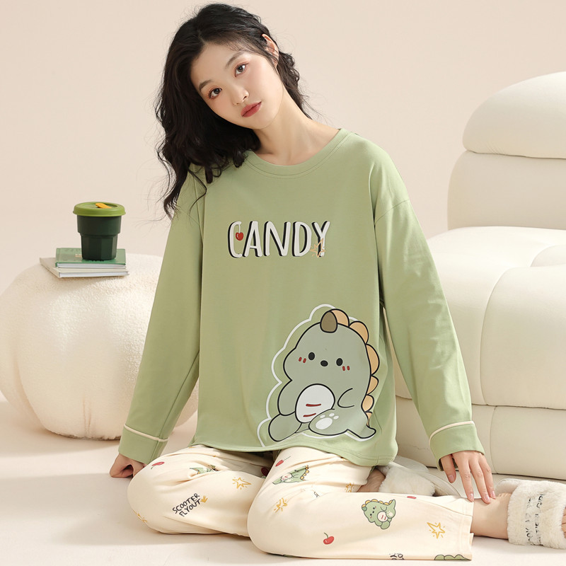 Spring And Autumn Cotton Long Sleeve Cute Cartoon Casual Homewear Wbw23652 M - Shop at LoveMi