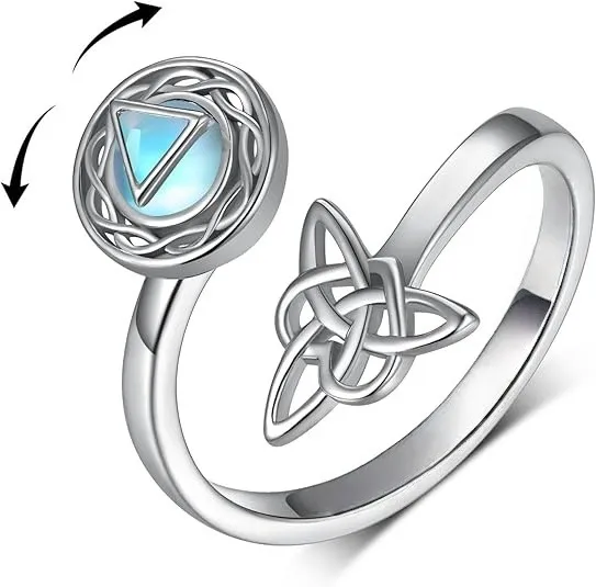 Rotating Moonstone Ring Bracelet White Gold Color - Shop at LoveMi