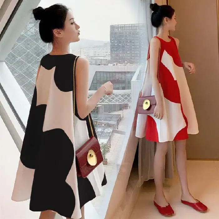 Plus Size Women's Clothing Dress Sleeveless Mid-length