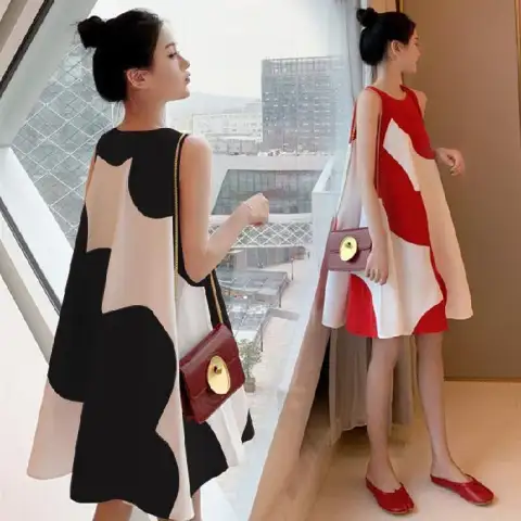 Plus Size Women's Clothing Dress Sleeveless Mid-length Women