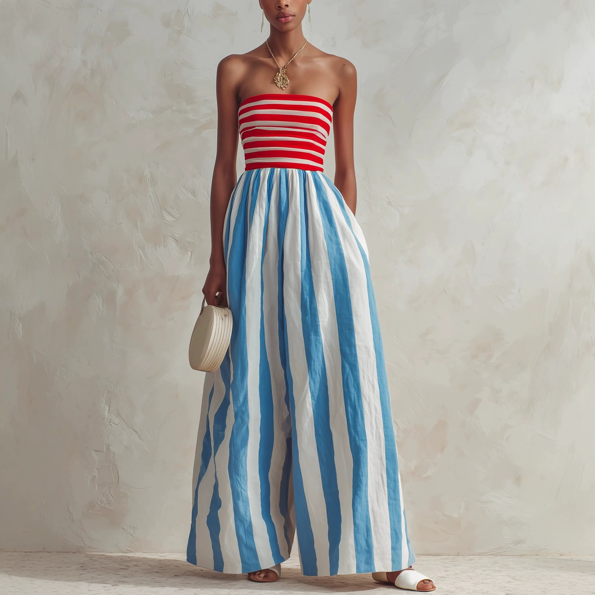 Summer Fashion Off-shoulder Elegant Striped Jumpsuit For Women