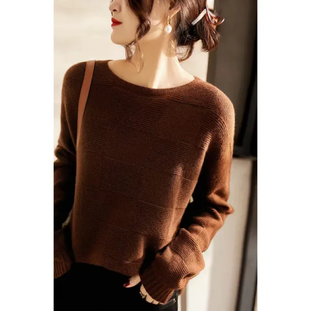 Seamless Wool Cashmere Soft Glutinous Warm Loose Pullover Knitting Coffee - Shop at LoveMi