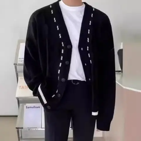 Mens Long-Sleeve Cardigan Knit Sweater