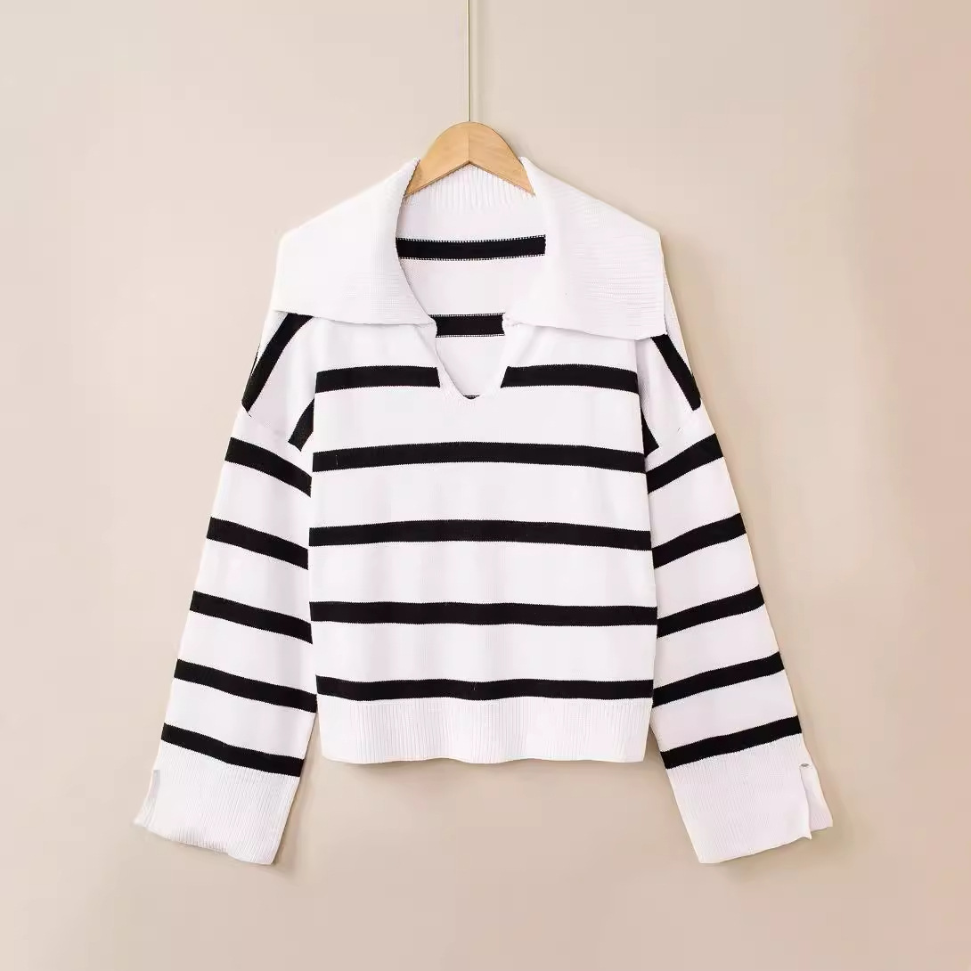 Autumn And Winter Loose Striped Sweater For Women