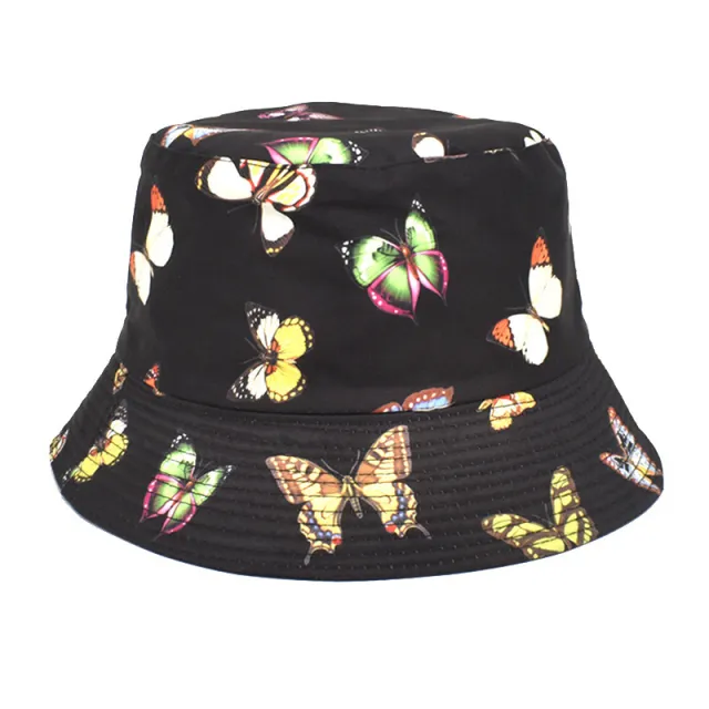 Reversible Wear Bucket Foreign Trade Men's Summer Outdoor Sun Protection Sun Hat Butterfly Black - Shop at LoveMi