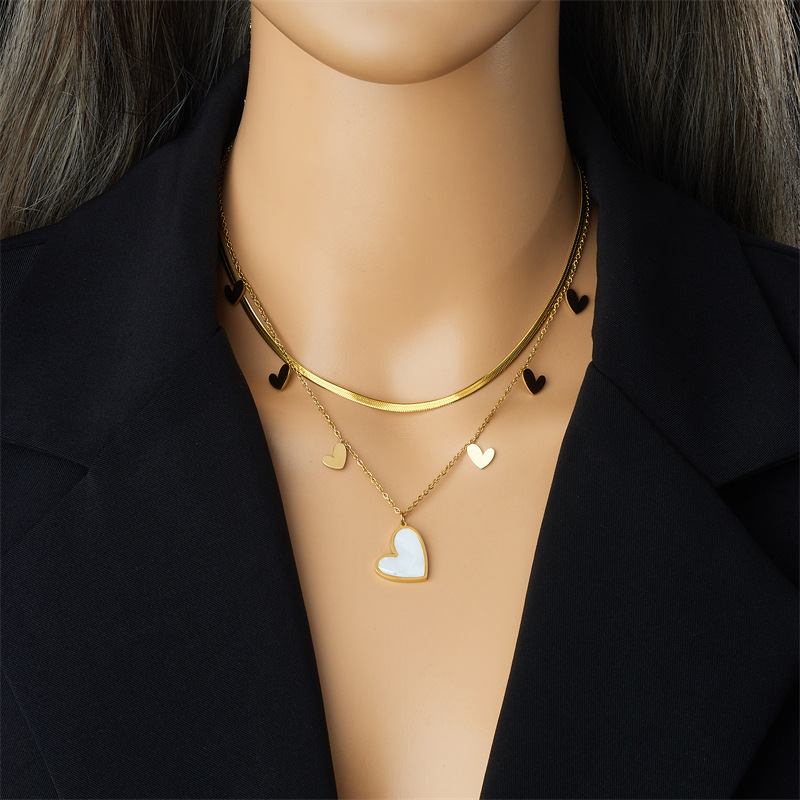Heart Butterfly Blade Double Layer Multiple Pendant Necklace