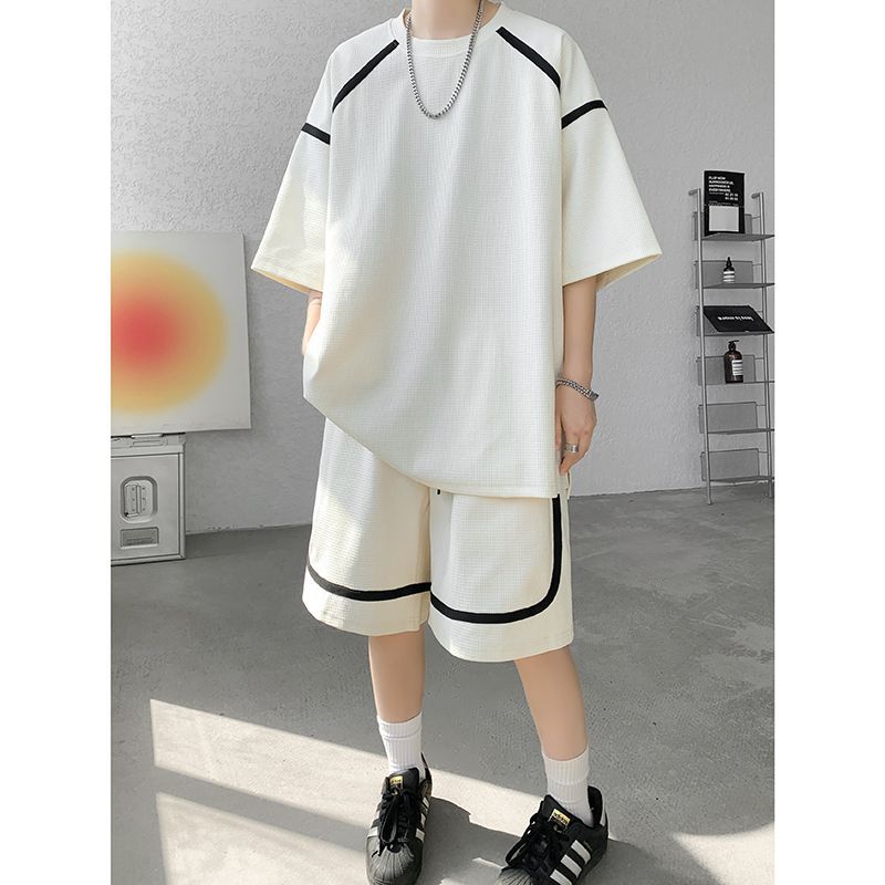 Textured Athletic Set For Men Summer American Style