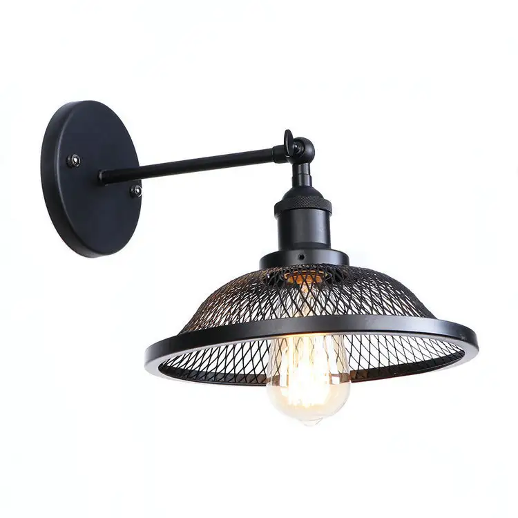 Restaurant And Cafe Decorative Wrought Iron Matte Black Wall Lamp