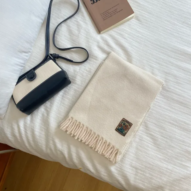 Women's Winter Cashmere like Versatile Student Couple Warm Scarf Men's Shawl Milky White - Shop at LoveMi