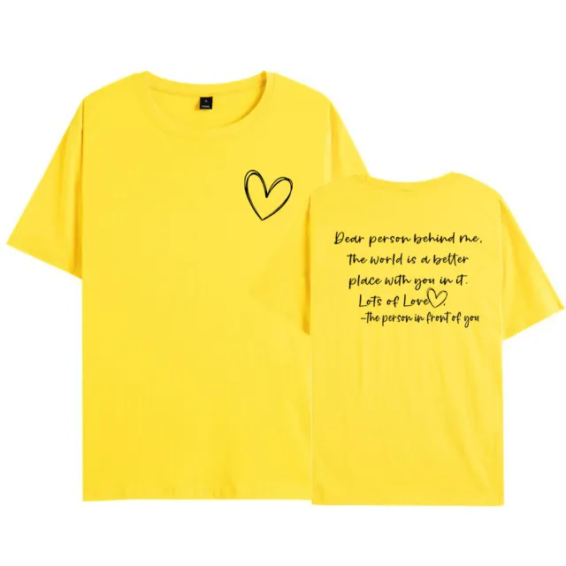 Women's Fashion Dear Person BEHIND ME Heart Printing T shirt Yellow - Shop at LoveMi