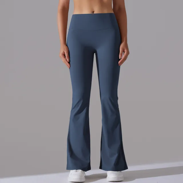 Double sided Brushed Solid Color High Waist Casual Sports Wide leg Pants Navy Blue - Shop at LoveMi