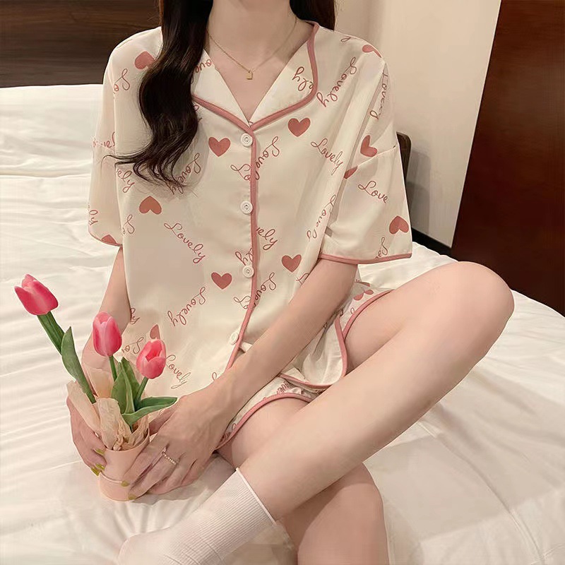 Women's Fashion Casual Short Sleeve Cute Loungewear Suit